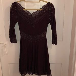 FREE PEOPLE maroon lace dress